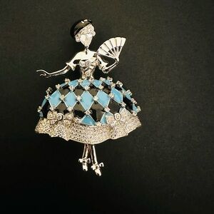 Sterling silver ballerina girl brooch pin